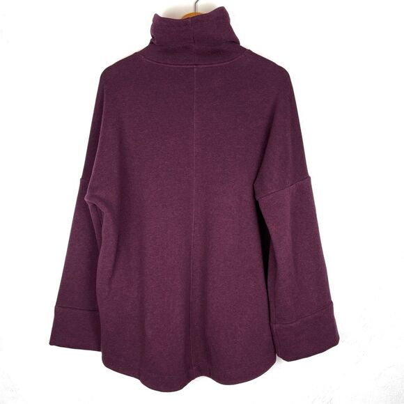 Athleta Cozy Karma Funnel Neck Fleece Oversize Sweatshirt Pockets in Wine medium - Picture 4 of 7